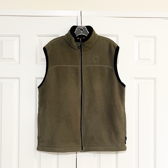 Timberland Army Green Full Zip Polartec Fleece Vest with Pockets. Men's Medium - Picture 5 of 15